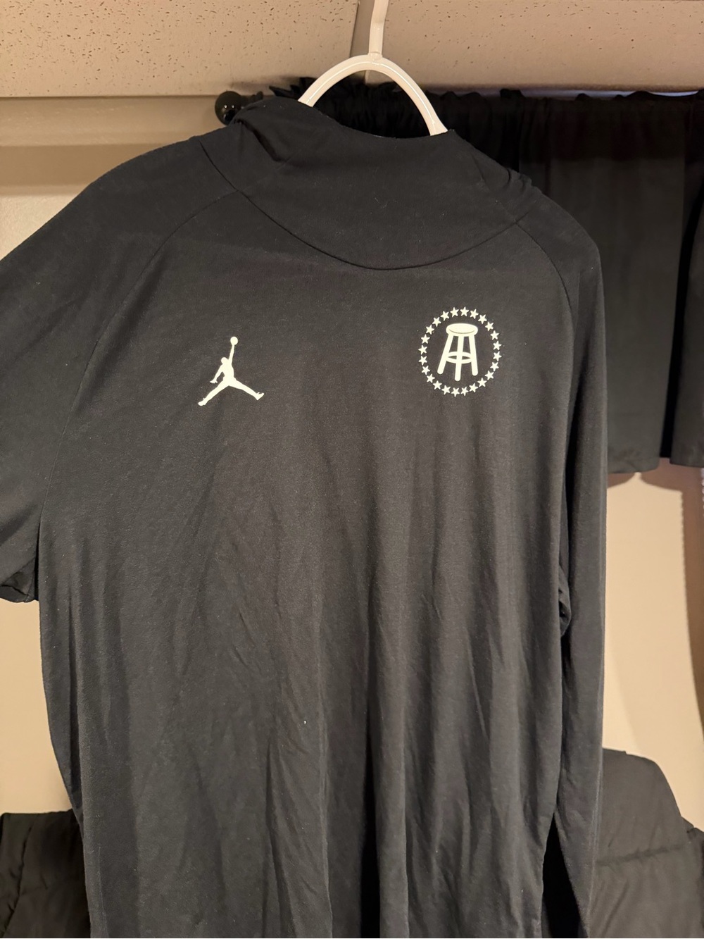 Jordan Black Long-Sleeve Pullover with White Jumpman and Logo